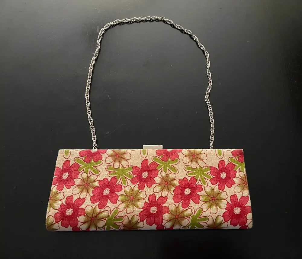 Spring Floral Clutch Purse w/Chain Strap